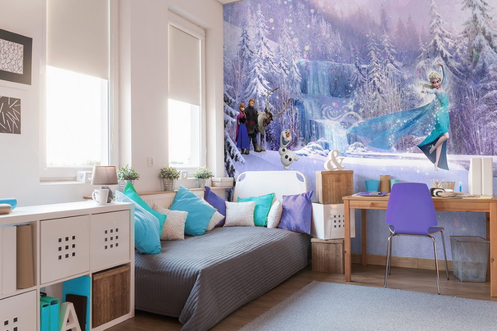 Wall mural snow queen on the wall of a room for a boy