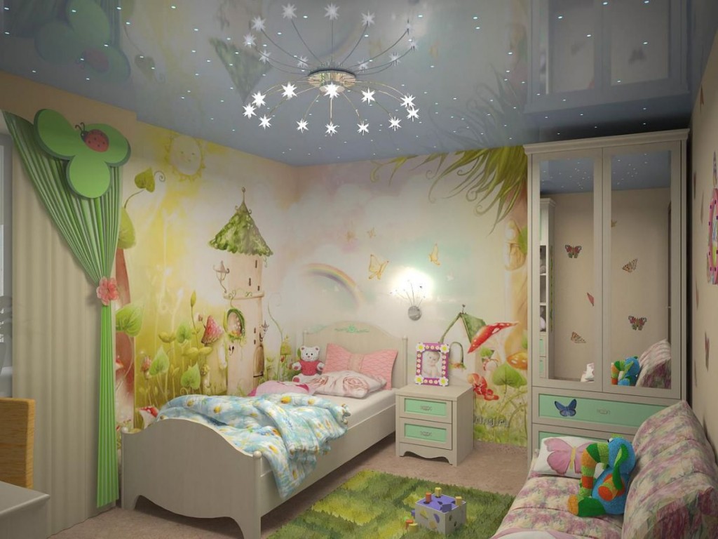 Bức tranh tường trên tường phòng ngủ của trẻ em