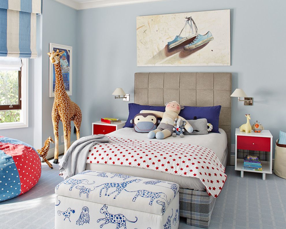 Çocuk yatak odası iç mavi duvarlar