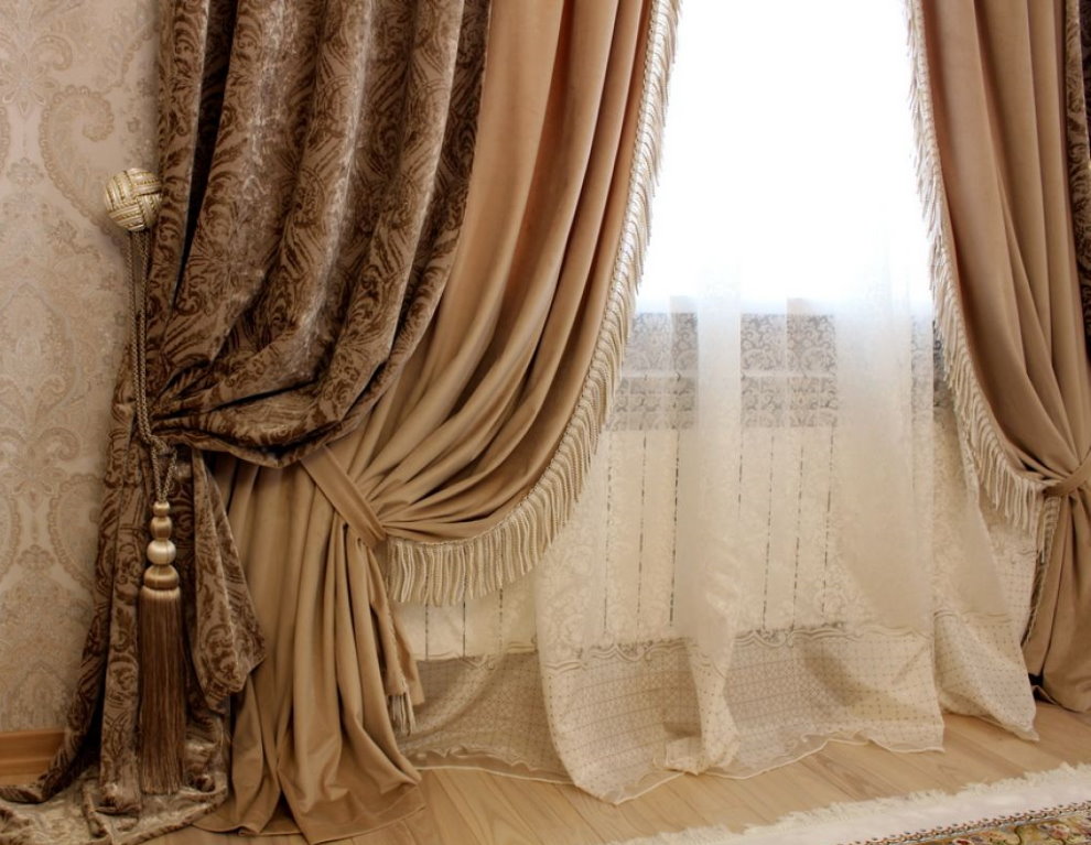 Classic beige curtains