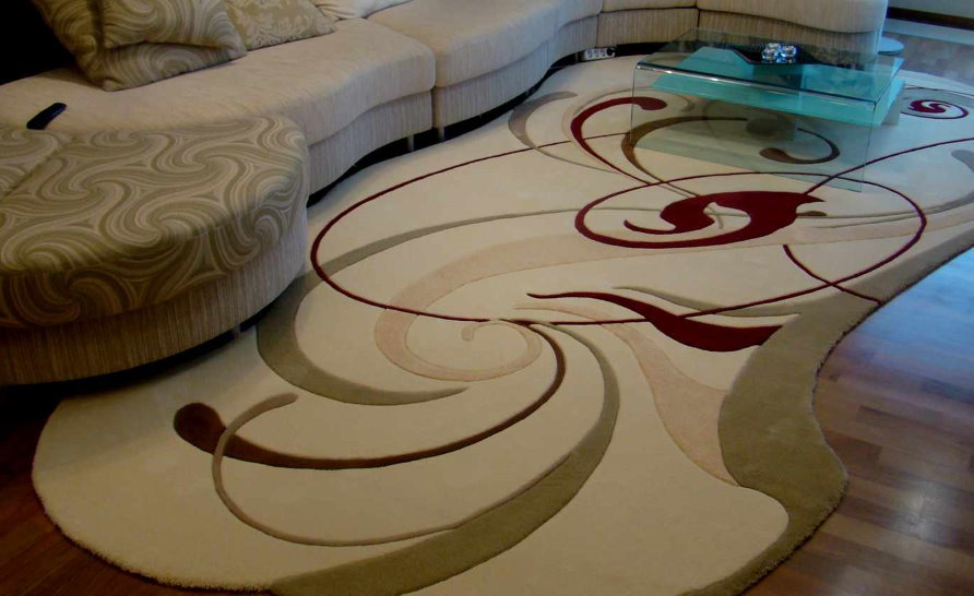 Seleção de carpete na sala de estar para móveis estofados