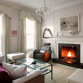 Classic room with a real fireplace