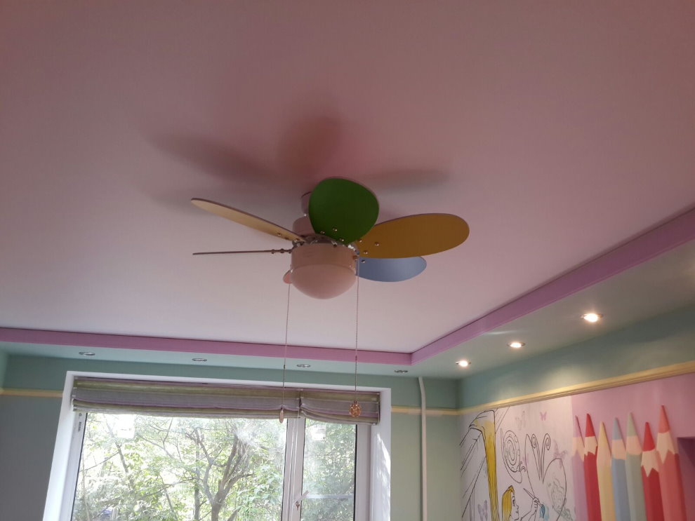 Pink stretch ceiling fan