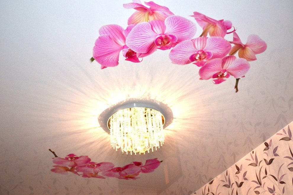 Chandelier for stretch ceiling with photo printing