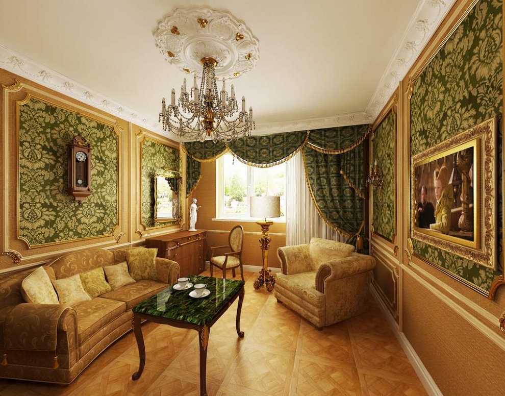 Phòng baroque nhỏ trong căn hộ hai phòng