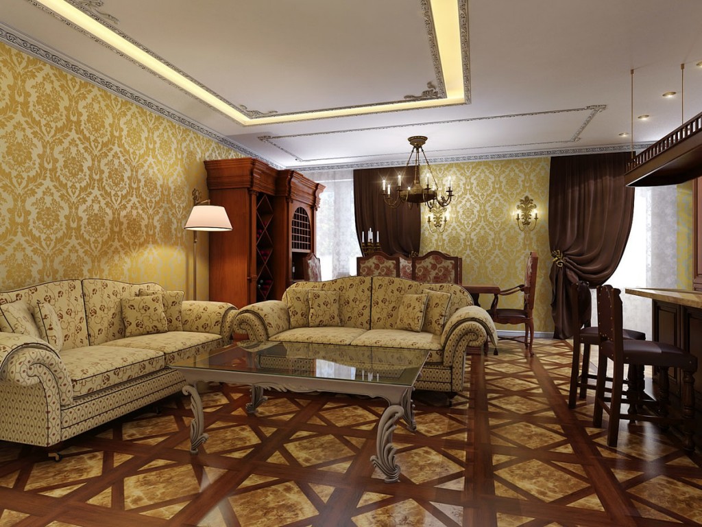 Vinila tapetes klasiskā stila telpā