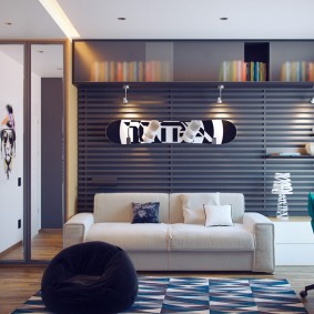 Design szoba egy tinédzser számára szürke színben