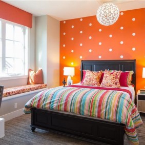 Oranje Polka Dot Wall