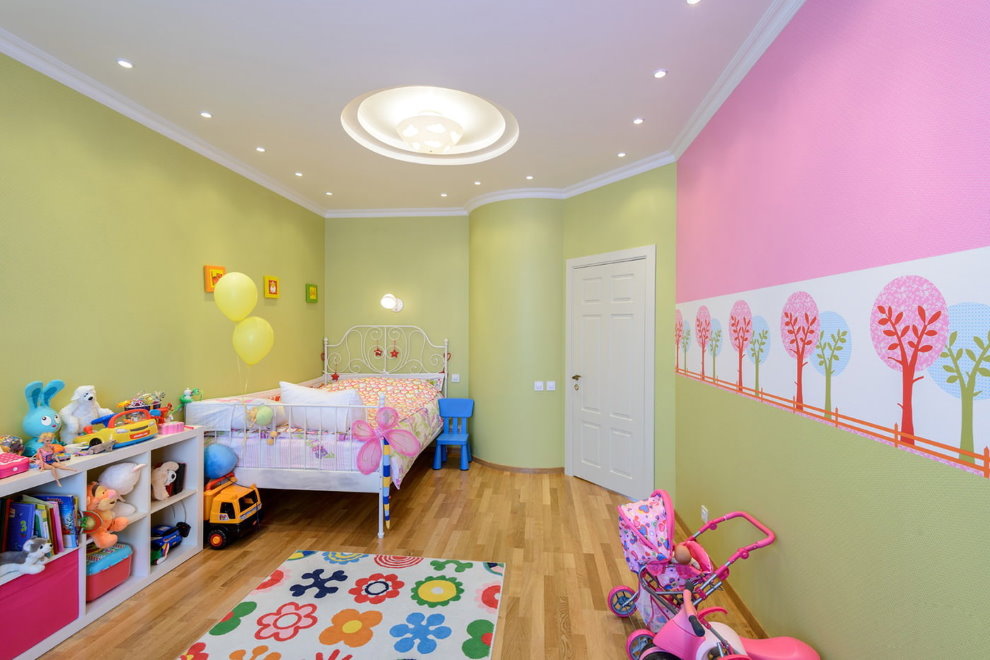 Nursery lighting with stretch ceiling