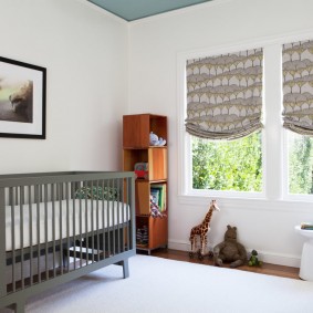 Gray crib for baby