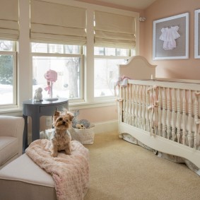 Crib in the room for the newborn