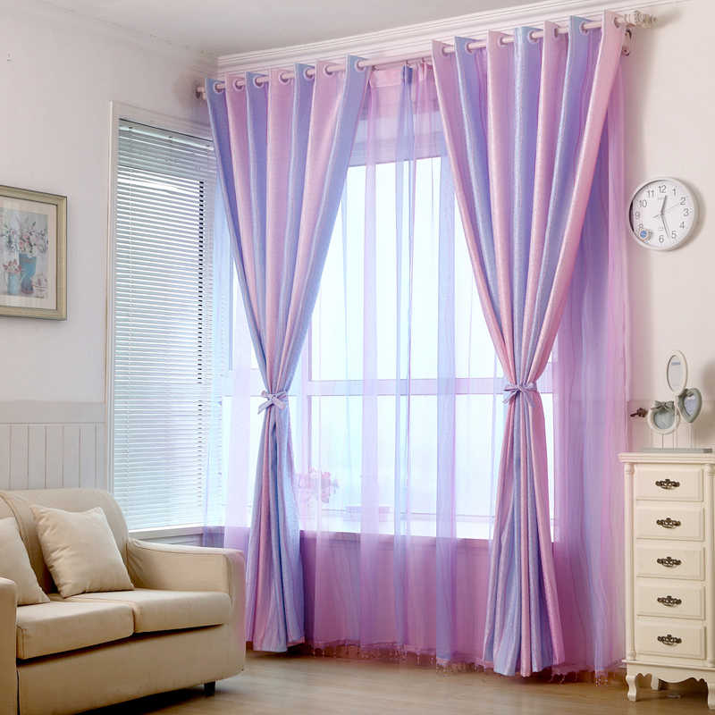 Lilac-pink curtains with eyelets