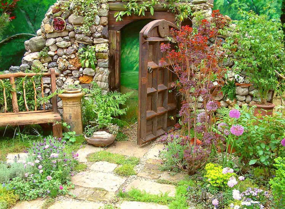 Old gate in a wall from a natural stone