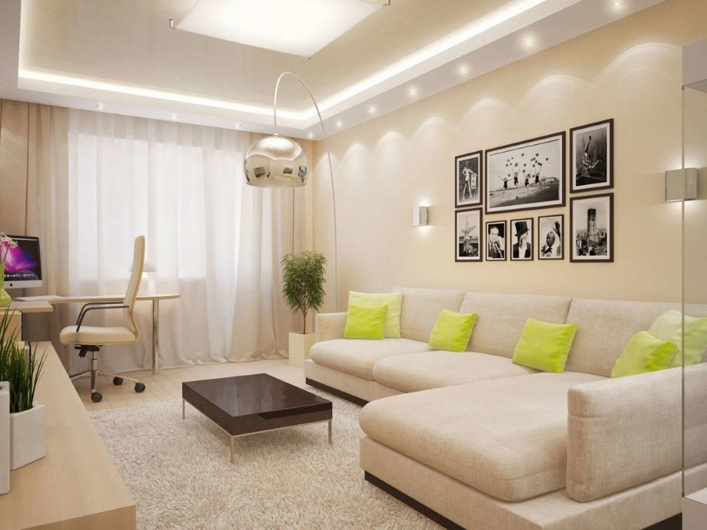 LED-Deckenbeleuchtung im Wohnzimmerbereich von 18 qm