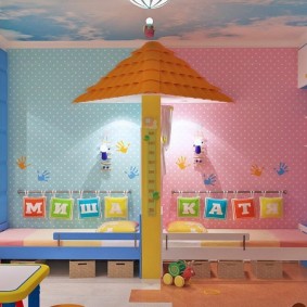 zoning of a children's room interior photo