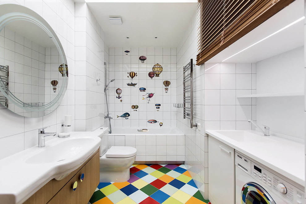 White ceramic tiles in the bathroom with toilet