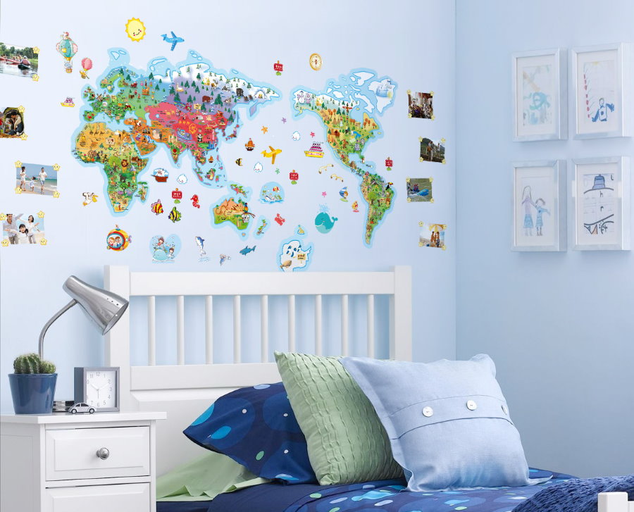 Красив декор на боядисаната стена в детската стая