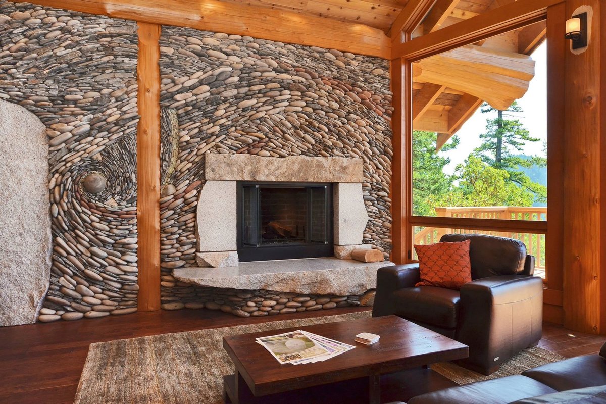 wood and stone in the interior