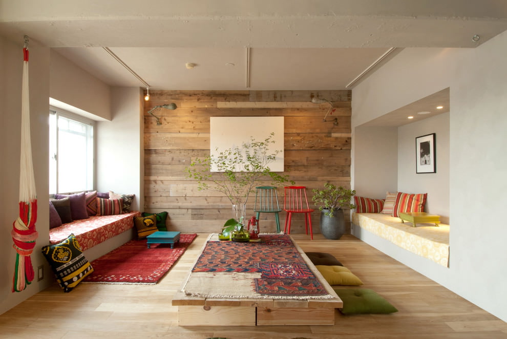 wood in the living room interior