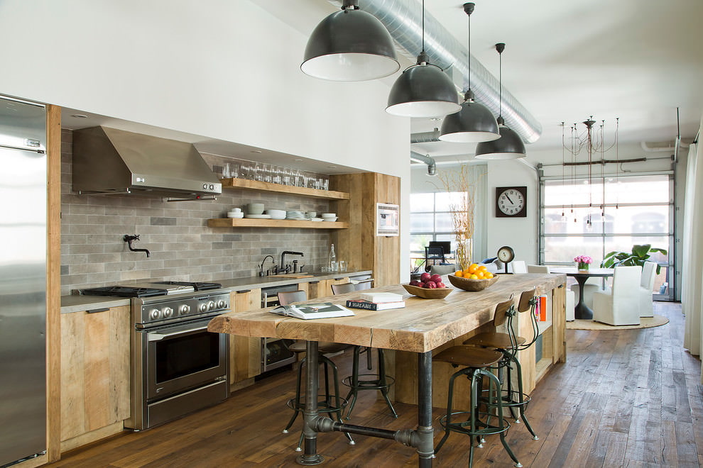 wood in the interior of the kitchen