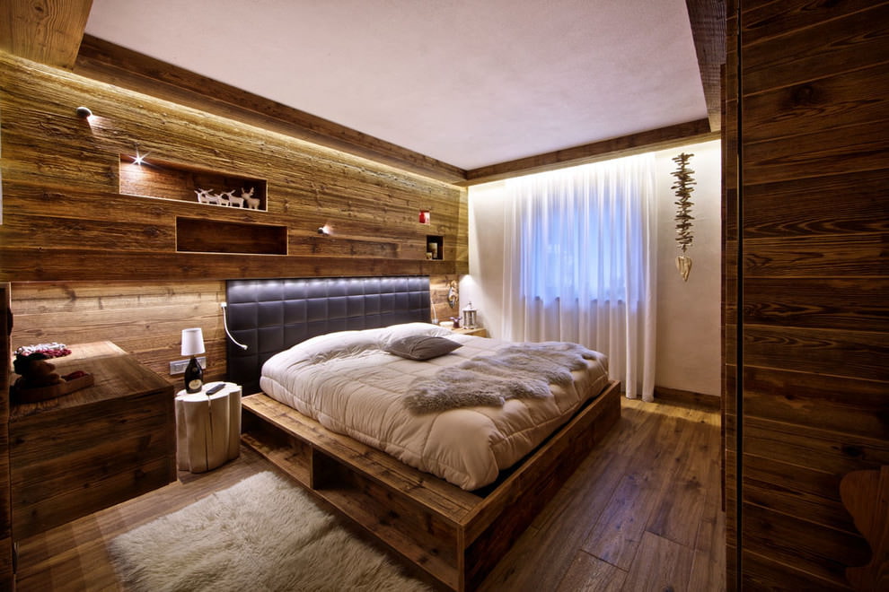 дизайн на дървена спалня