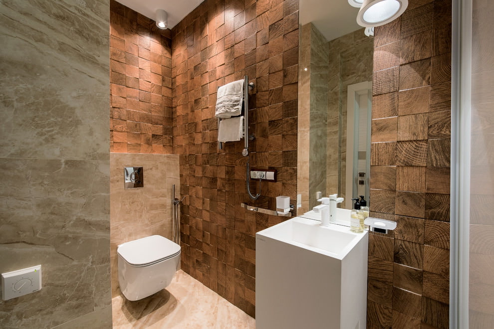 wood in the bathroom interior