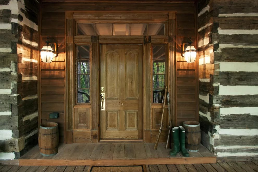 idéias de design de porta de entrada de madeira