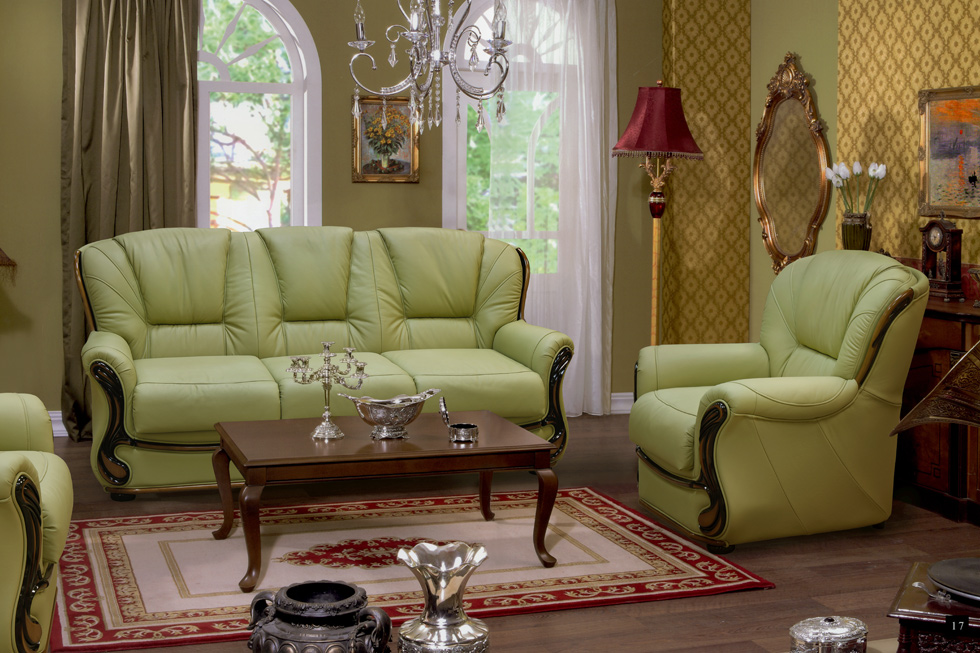 Pistachio sofa in a classic living room