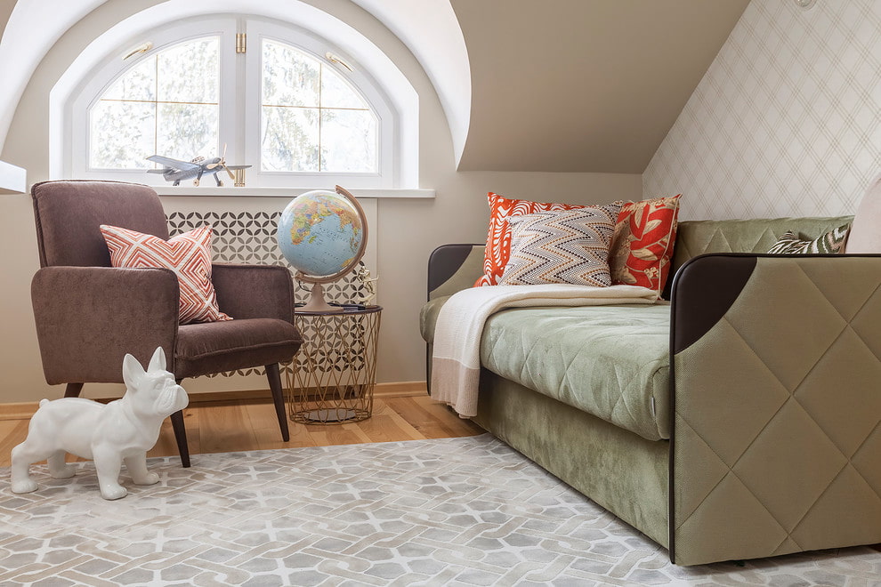 Slaapbank in het interieur van een kinderkamer