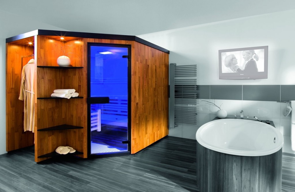 Compacte Finse sauna in de appartementkamer