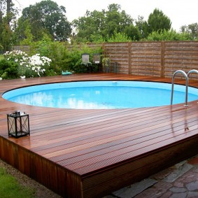 Pool deck from decking