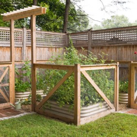 Mesh fence on a wooden frame