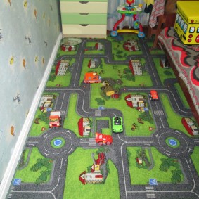 Children's carpet with a game pattern