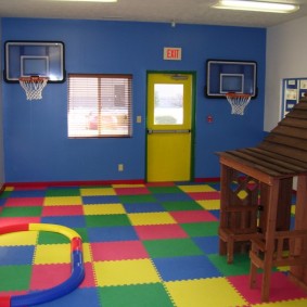Sports room for children with soft floors