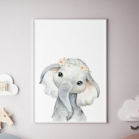 Cute elephant on a light poster