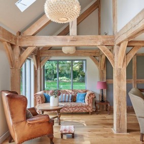 Wooden structures in the interior of a country house
