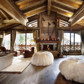 Chalet style living room interior