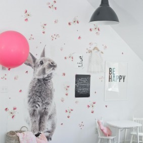 Sticker hare on a nursery wall