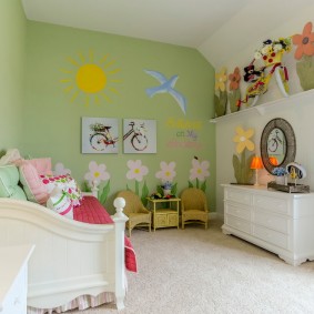 Small nursery with painted walls