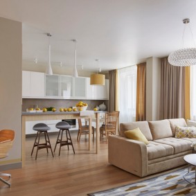 Virtuve-dzīvojamā istaba studijas tipa dzīvoklī