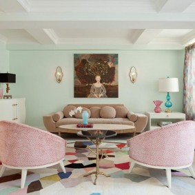 Comfortable armchairs with pink upholstery