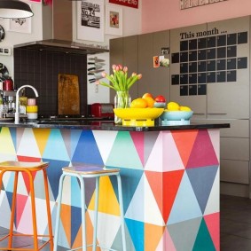 Bright bar in the living room kitchen