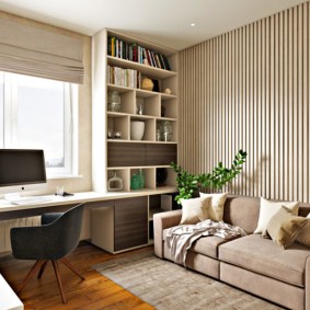 Shelving over the desk in the nursery