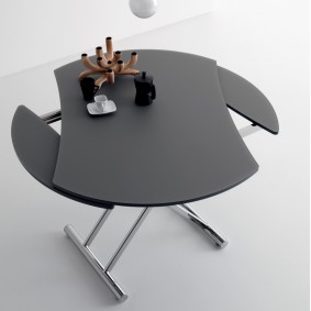 Round table na may sliding table top