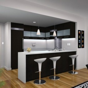 Cucina-soggiorno in bianco e nero