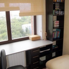 A desk built into the windowsill