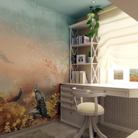 Wall mural in the attic of a private house
