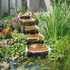 Artificial creek with stone steps