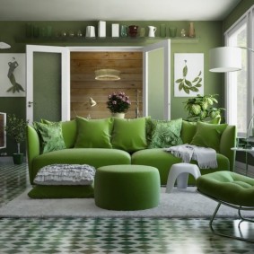 Green furniture in a modern room