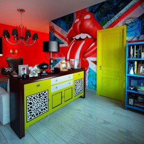 Lichte interieur kamer in pop-art stijl